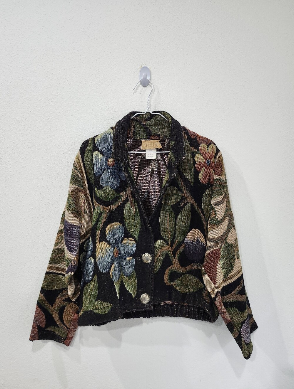 Vintage Painted Pony Floral Tapestry Blazer Jacket M 90s Boho Botanical